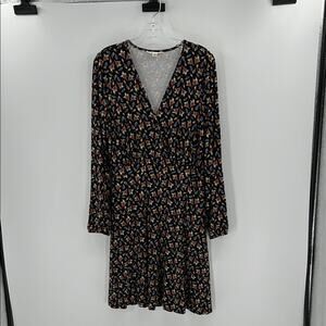 Boden Long Sleeve Dress - Black with Multicolor Pattern